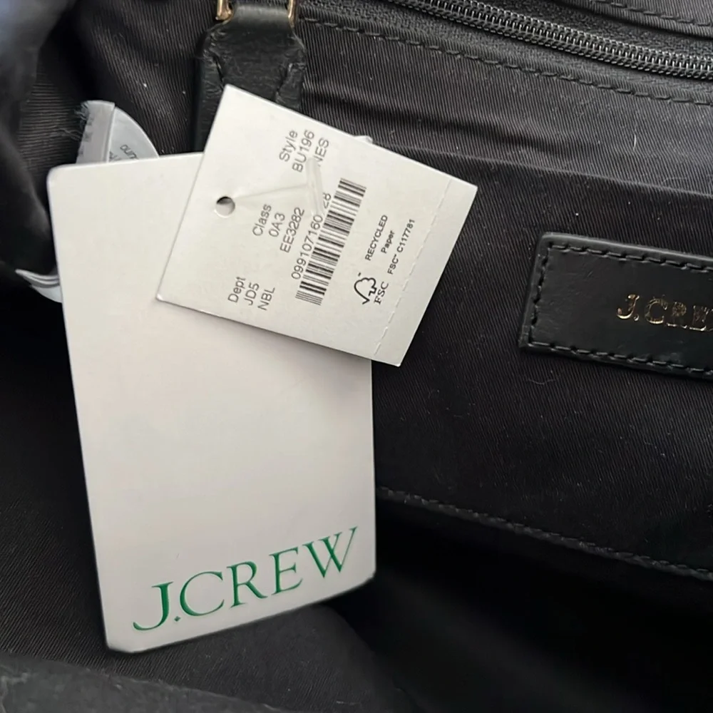 J. Crew Navy Suede Shoulder Bag with Black Strap and Gold Accent